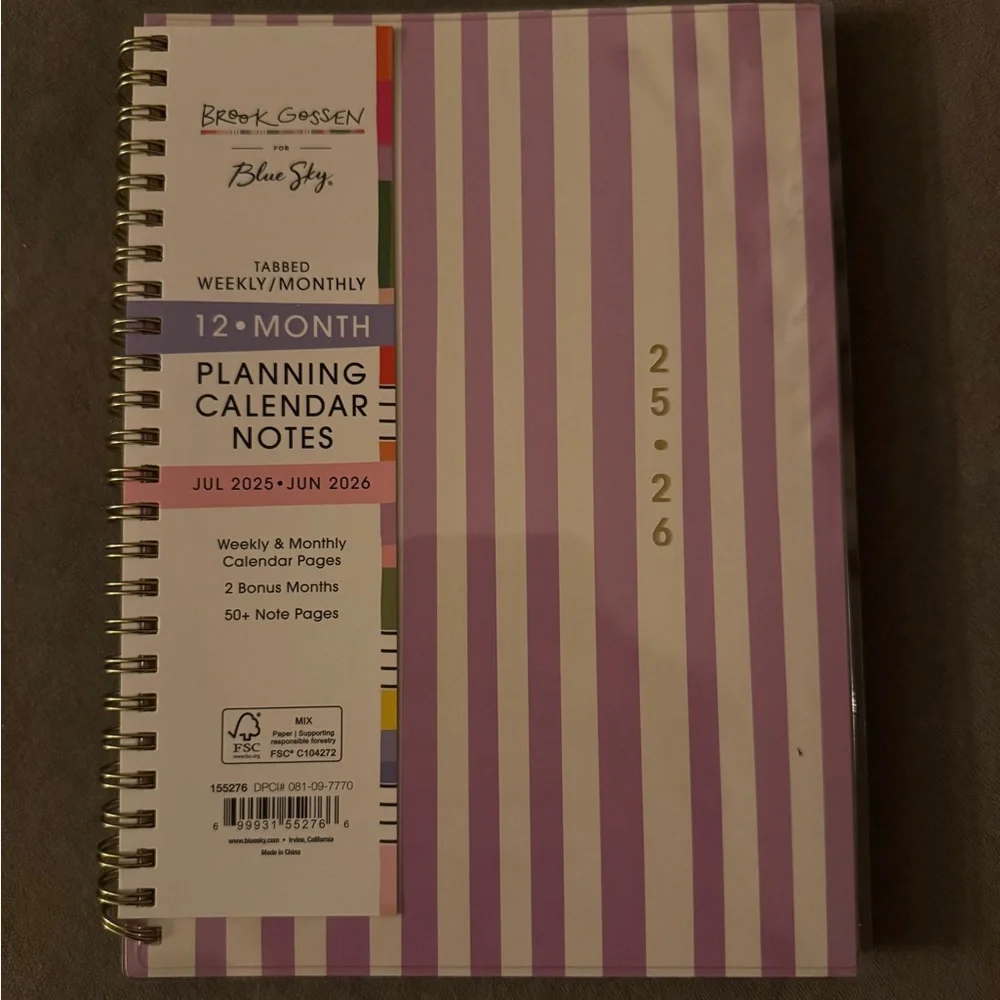 Blue Sky Lavender Striped Planner